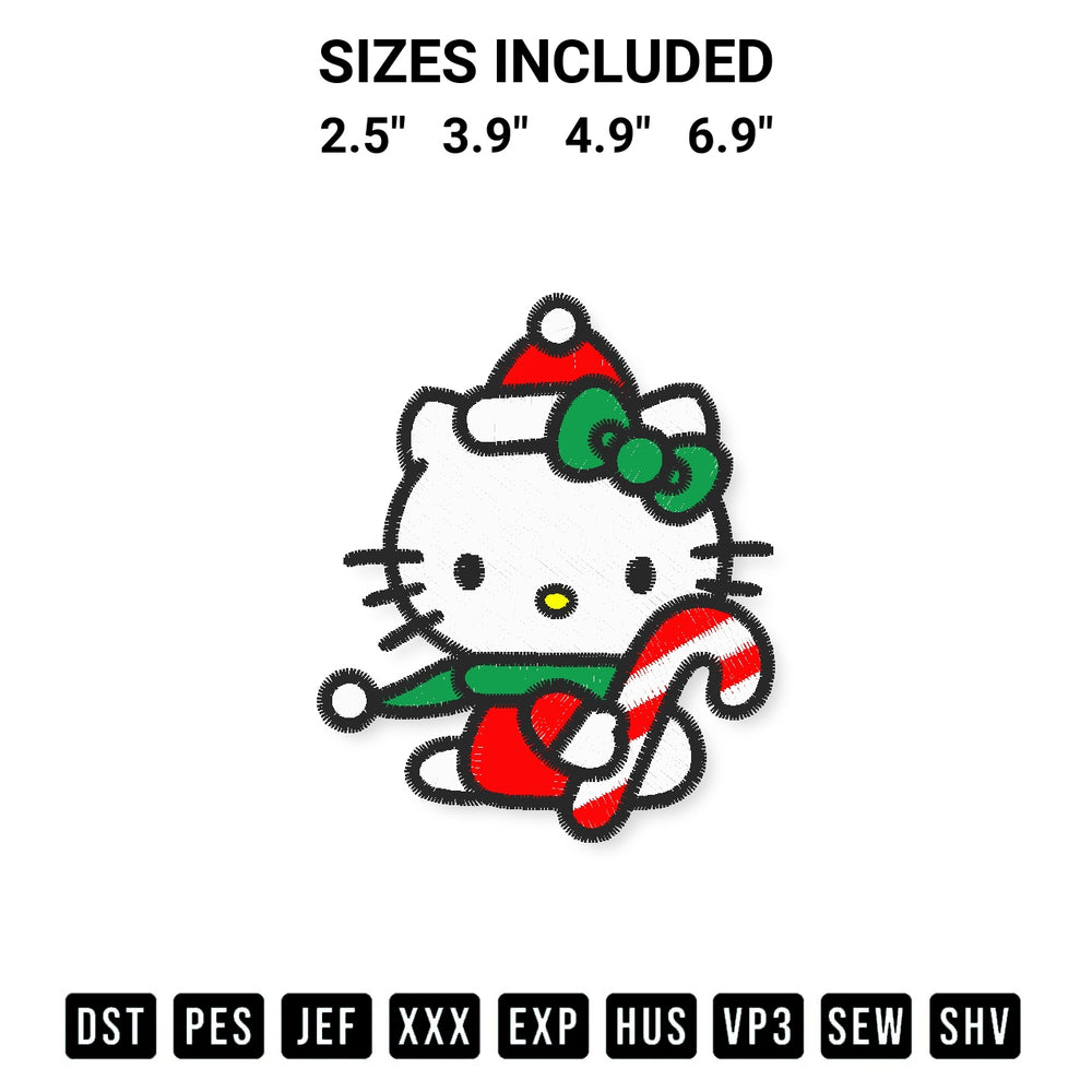 Elevate your next project with our Hello Kitty Holding Candy Cane Christmas Embroidery Design embroidery file. Shop high-quality digital patterns instantly at Designspacks.com. Available sizes: 2.5", 3.9", 4.9", 6.9".