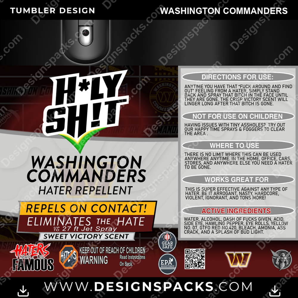 Fútbol SANTA MIERDA Diseño de Envoltura Digital para Vaso de los Washington Commanders