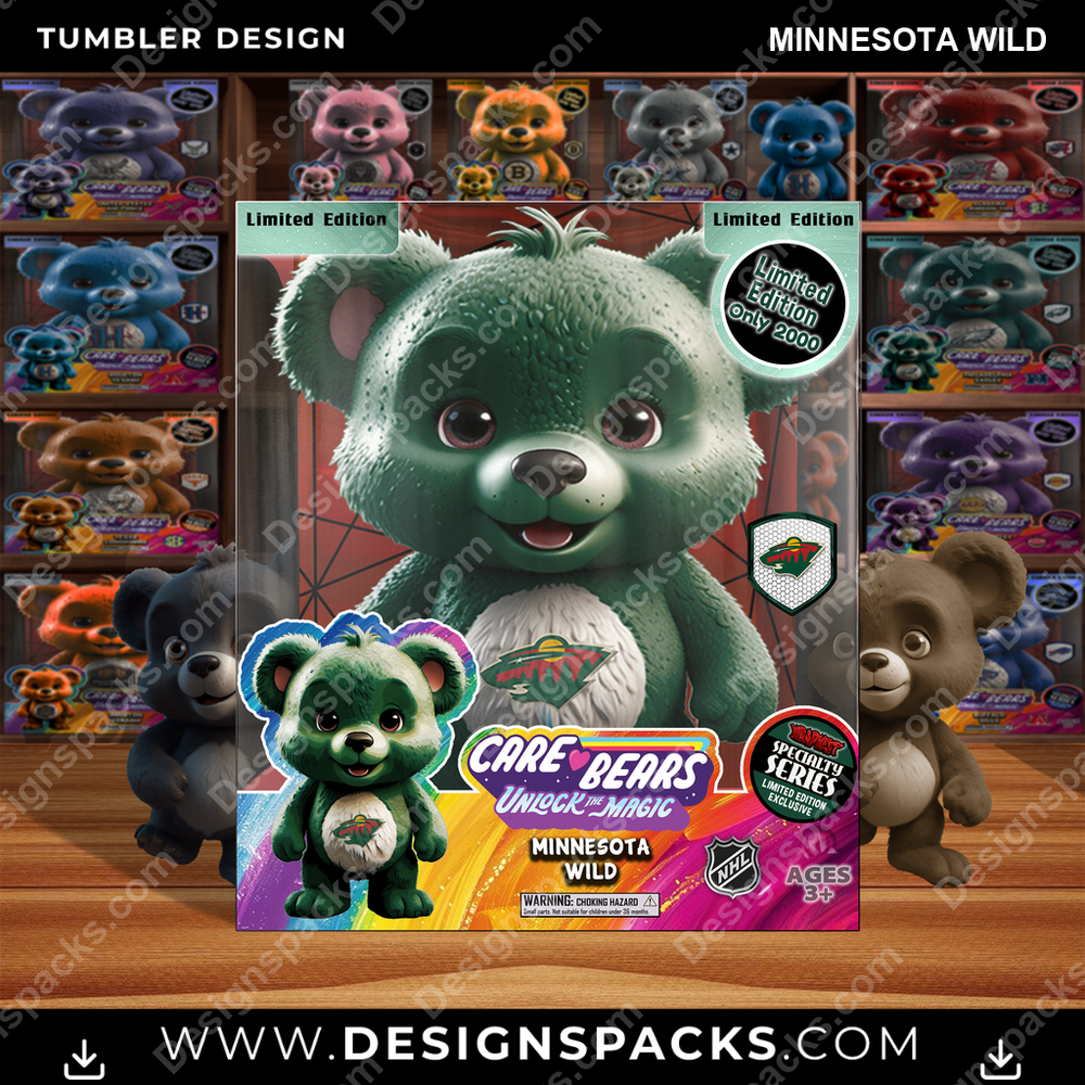 Hockey Care Bear Box Minnesota Wild Tumbler Digital Wrap Design