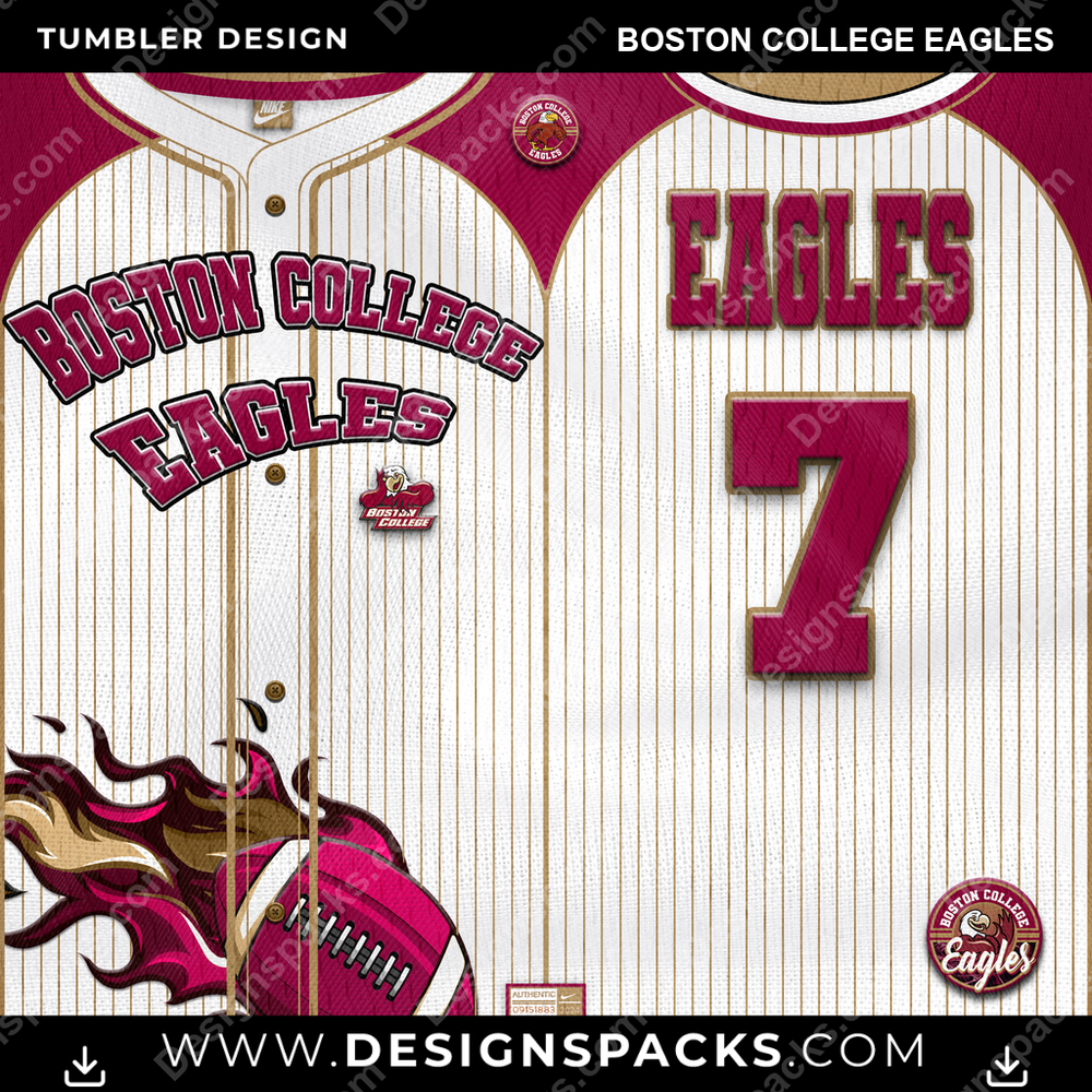 College Sport Team Button-Up Jersey Boston College Eagles NCAA College Sport Tumbler Digital Wrap Design Download