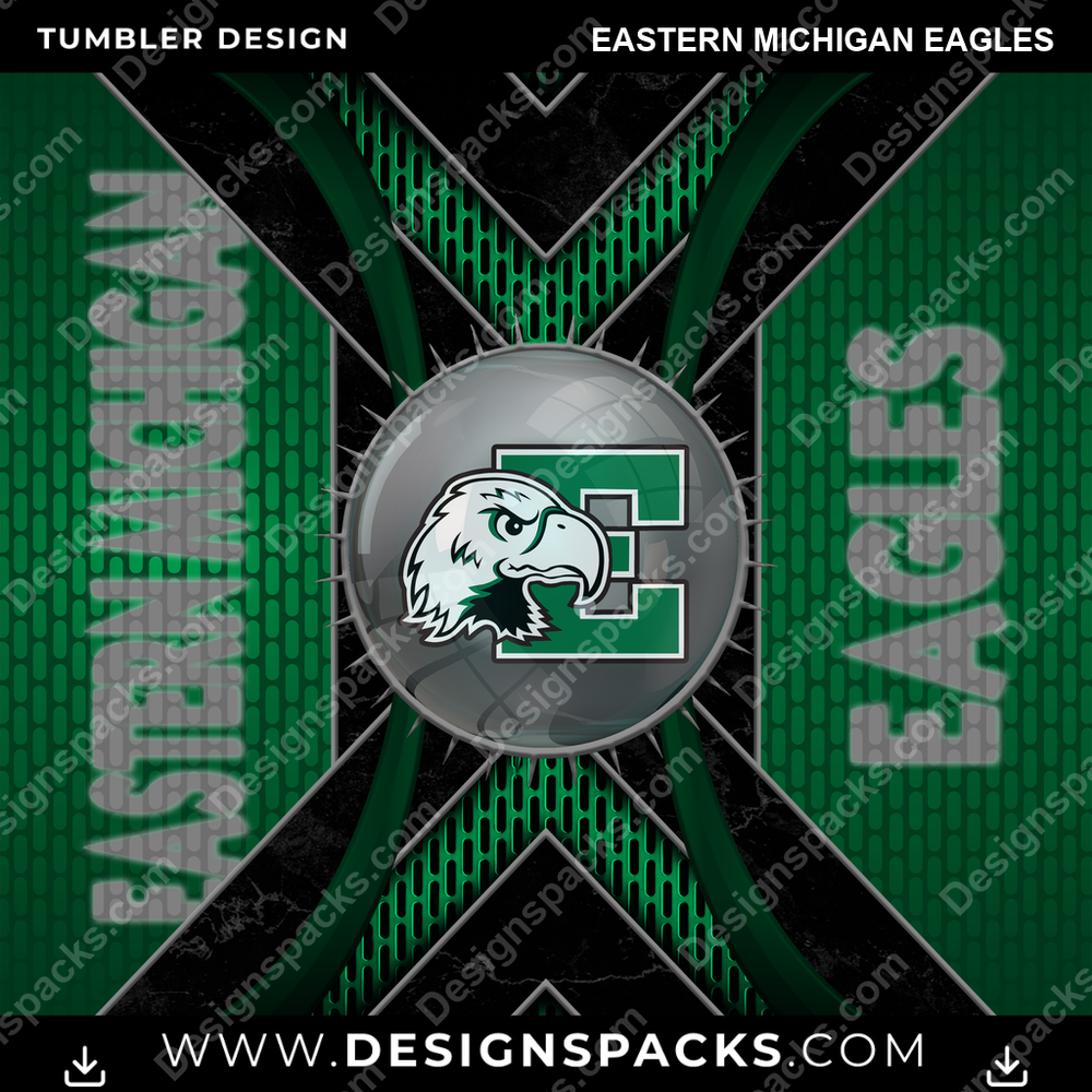 College Sport Metal Grating Eastern Michigan Eagles Tumbler Digital Wrap Design