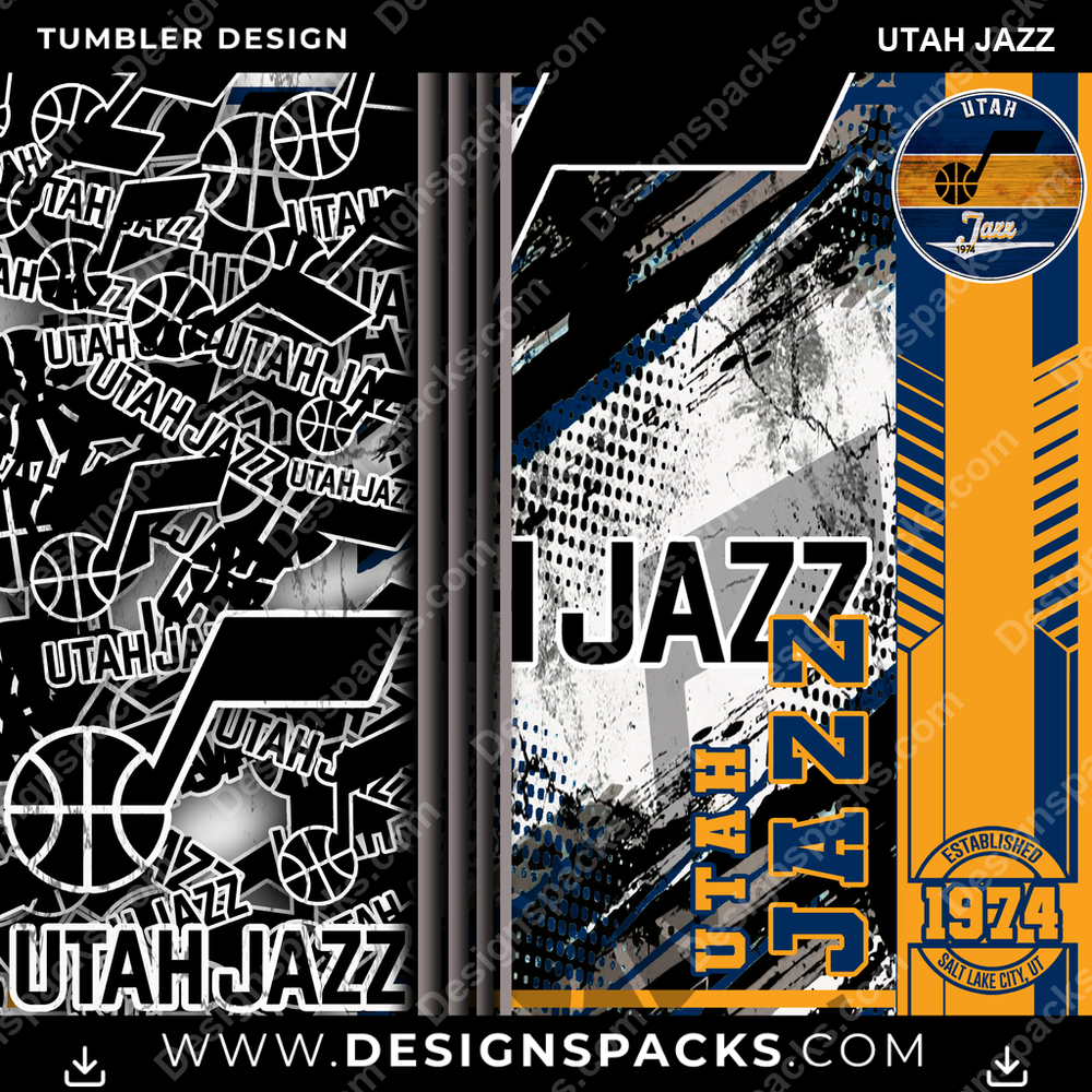 Basketball Sports Utah Jazz NBA Basketball Tumbler Digital Wrap Design Download