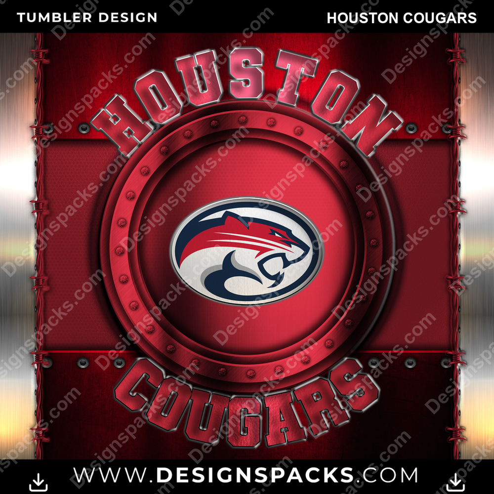 College Sport Metal Houston Cougars NCAA College Sport Tumbler Digital Wrap Design Download