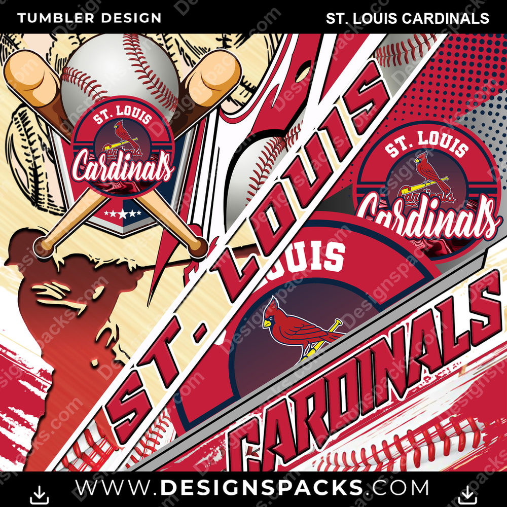Baseball Silhouette St. Louis Cardinals MLB Baseball Tumbler Digital Wrap Design Download