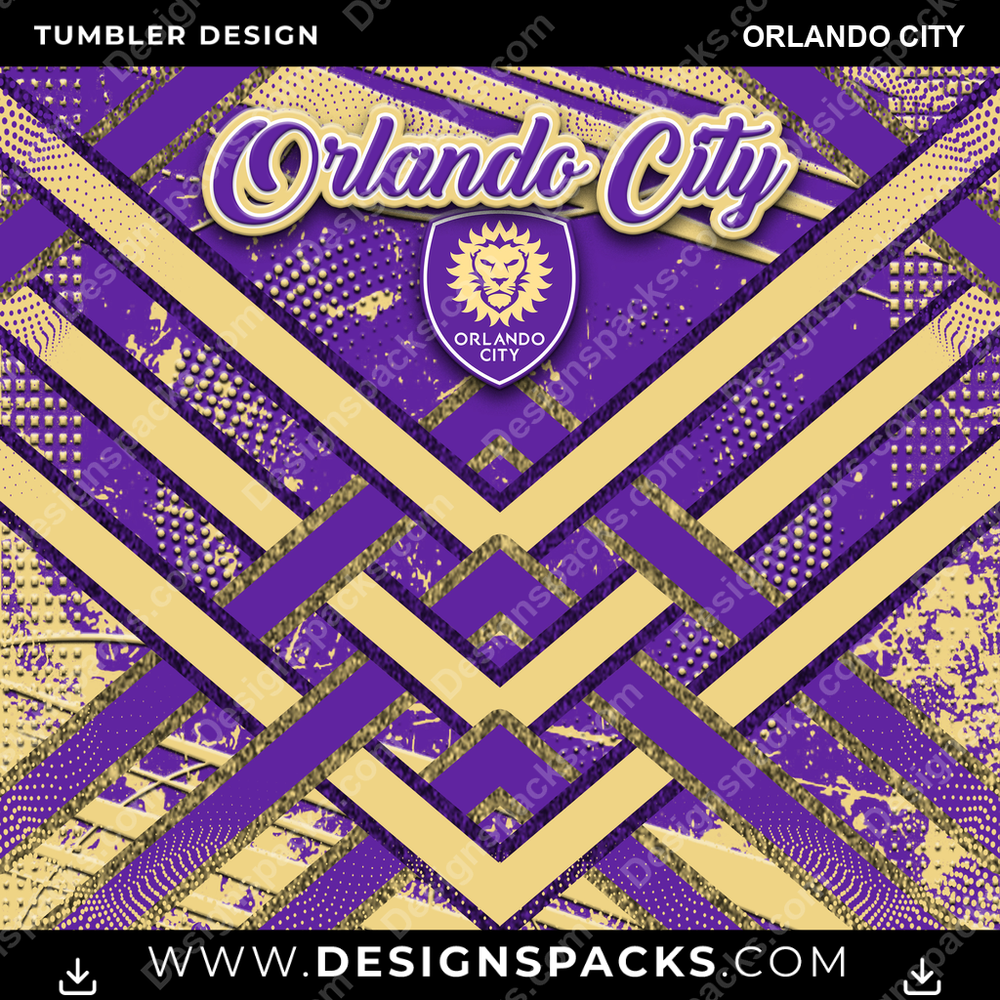 US Soccer Glitter Stripe Orlando City Tumbler Digital Wrap Design
