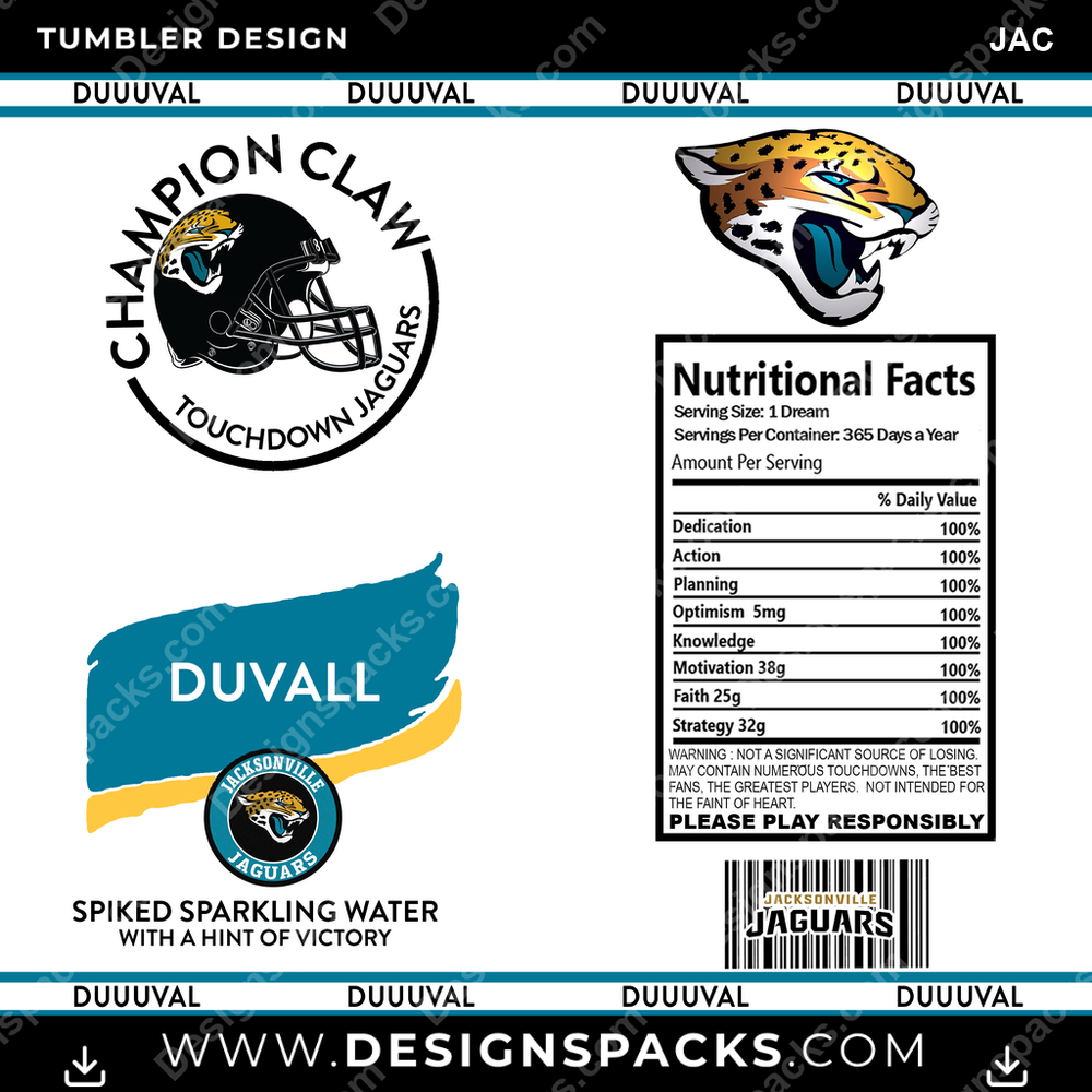 Football White Claw JAC Tumbler Digital Wrap Design