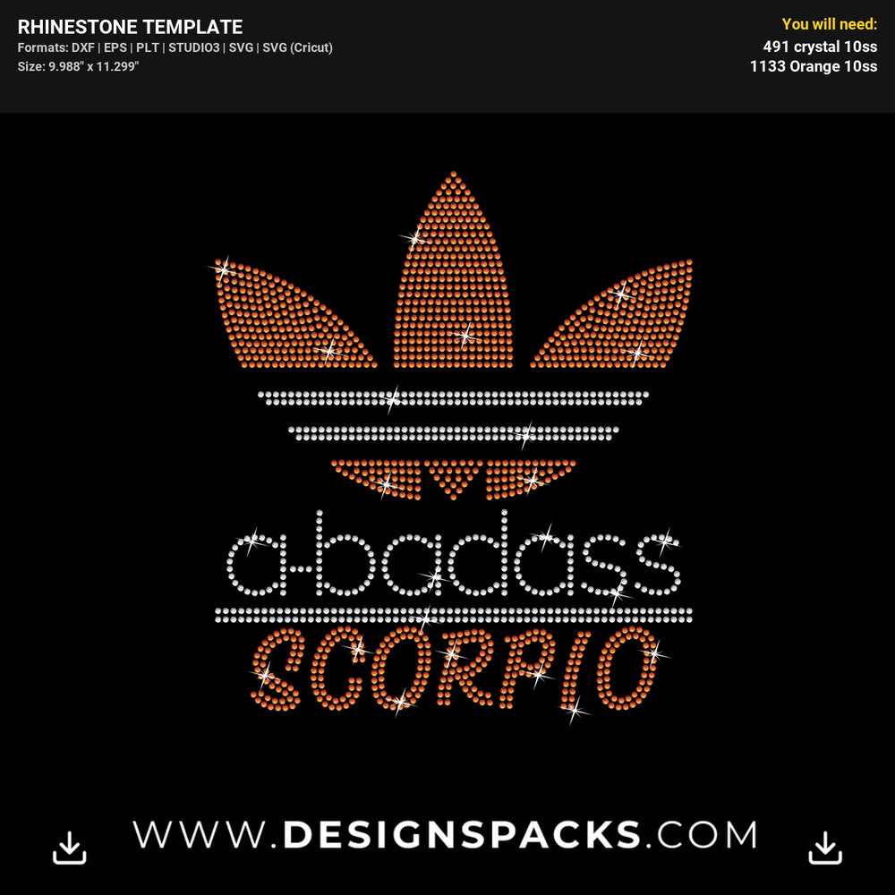 Adidas A Badass Scorpio Zodiac Rhinestone Digital Template