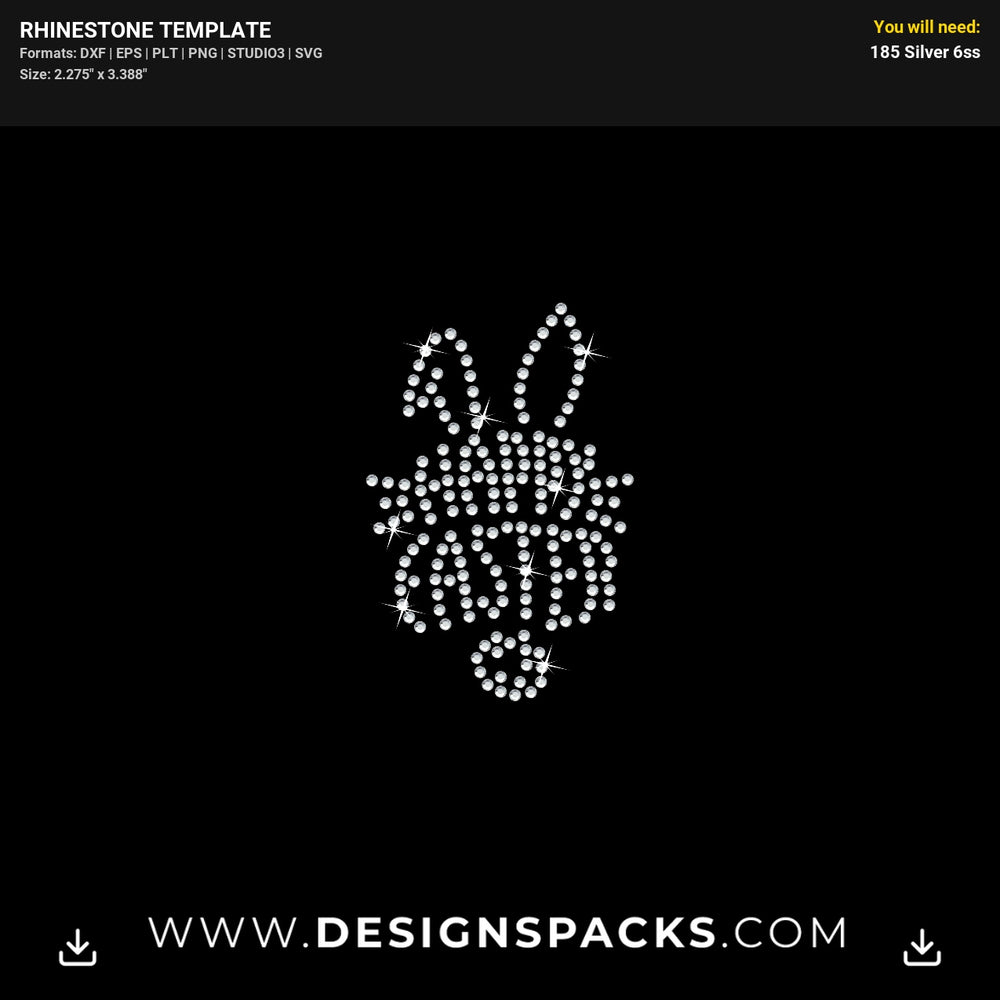Happy Easter Bunny Face Mask Rhinestone Digital Template