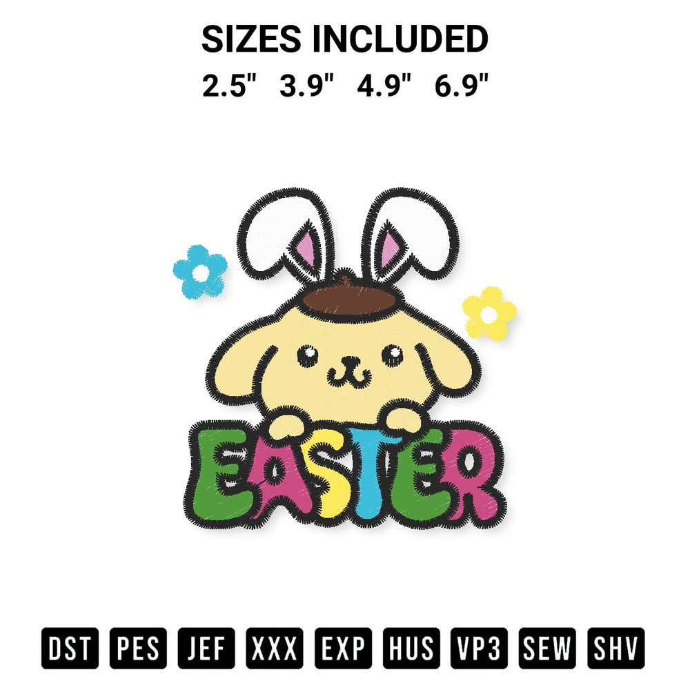 Elevate your next project with our Pompompurin Easter Bunny Embroidery Design embroidery file. Shop high-quality digital patterns instantly at Designspacks.com. Available sizes: 2.5", 3.9", 4.9", 6.9".