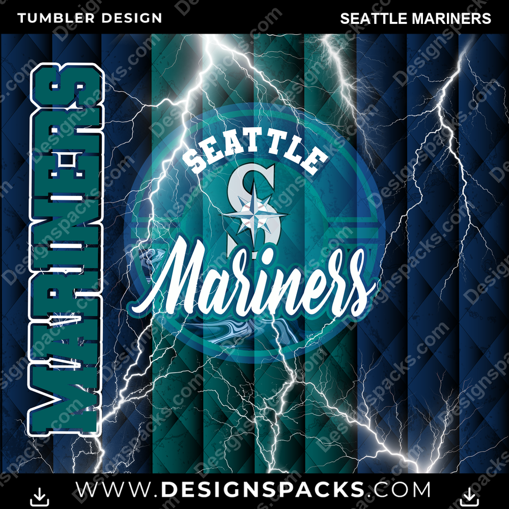 Baseball Diamond Seattle Mariners Tumbler Digital Wrap Design