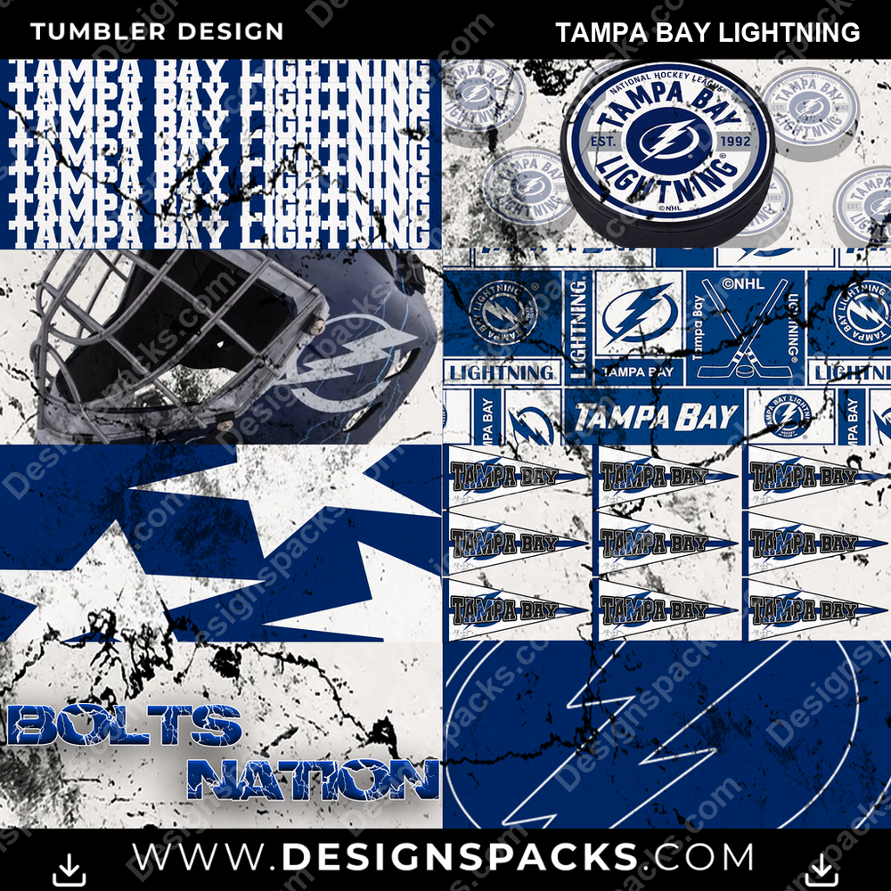 Hockey Distressed BG Tampa Bay Lightning NHL Hockey Tumbler Digital Wrap Design Download