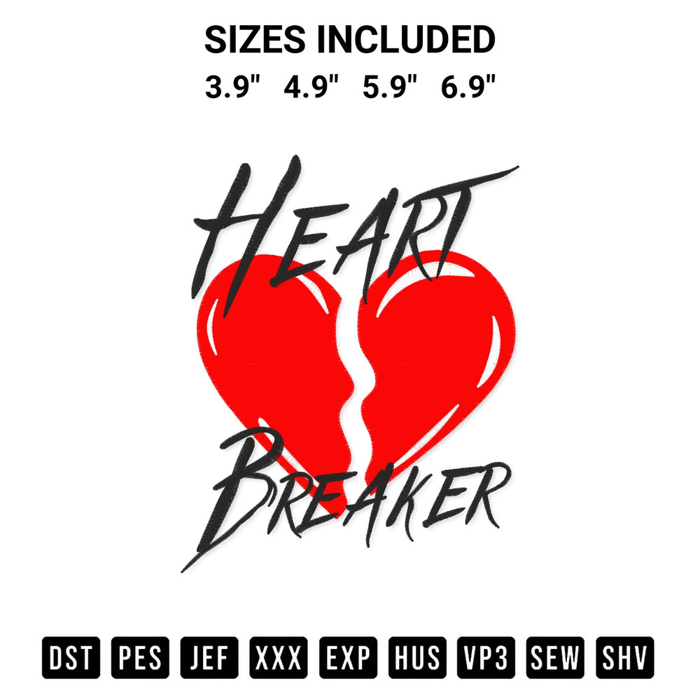 Download the Heart Breaker Funny Valentine Embroidery Design machine embroidery design exclusively at Designspacks.com. Premium digitized pattern for apparel and DIY crafts. Available sizes: 3.9", 4.9", 5.9", 6.9".