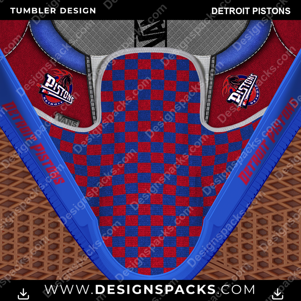 Basketball Vans Classic Detroit Pistons NBA Basketball Tumbler Digital Wrap Design Download