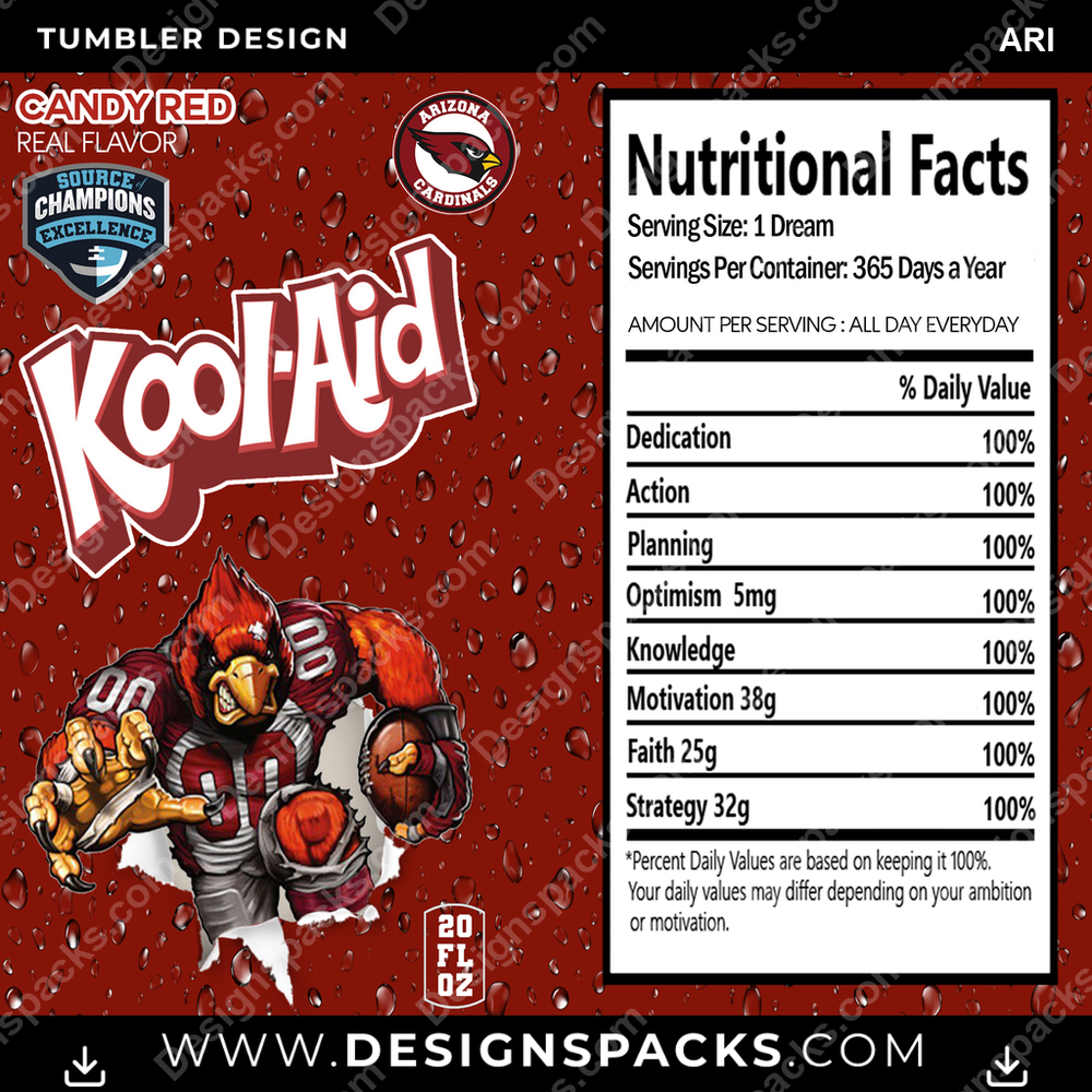 Football Kool-Aid ARI Tumbler Digital Wrap Design