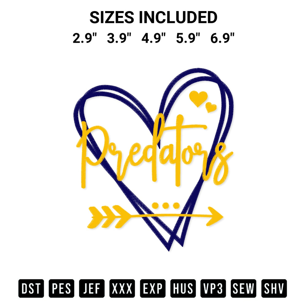 Add a unique touch to your apparel with the Nashville Predators Heart Embroidery Design embroidery file. Premium instant download available now on Designspacks.com. Available sizes: 2.9", 3.9", 4.9", 5.9", 6.9".