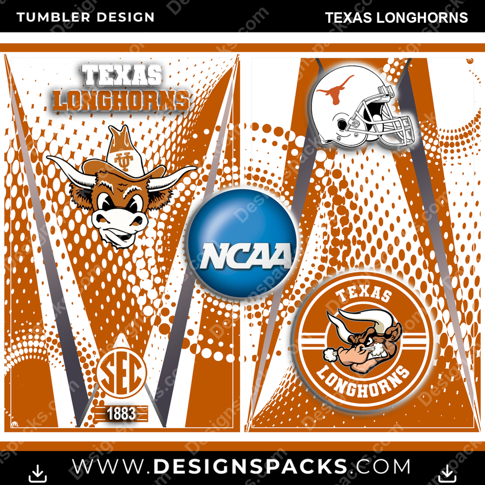 College Sport Team Logo Texas Longhorns NCAA College Sport Tumbler Digital Wrap Design Download
