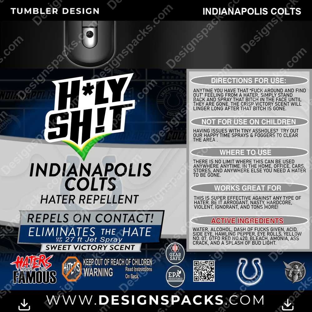 Football HOLY SHIT Indianapolis Colts NFL Football Tumbler Digital Wrap Design Download
