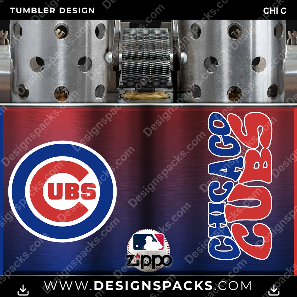 Baseball Zippo Lighter CHI C Tumbler Digital Wrap Design