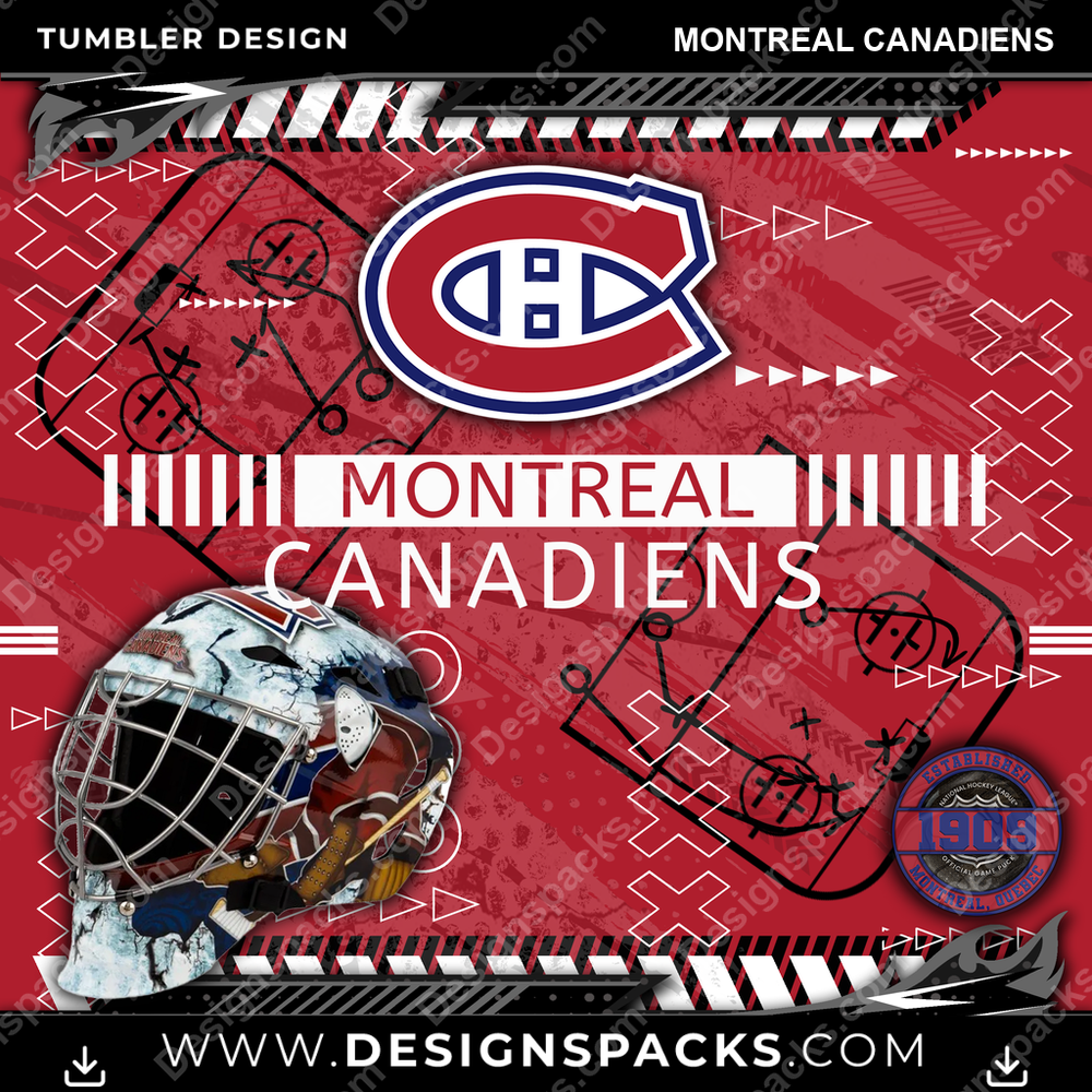 Hockey Xs & Os Montreal Canadiens NHL Hockey Tumbler Digital Wrap Design Download