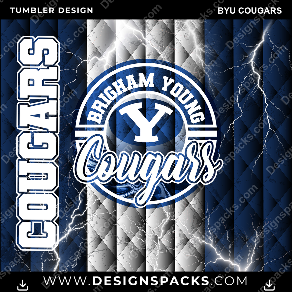 College Sport Diamond BYU Cougars Tumbler Digital Wrap Design
