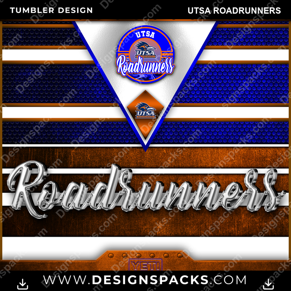 College Sport YETI UTSA Roadrunners Tumbler Digital Wrap Design