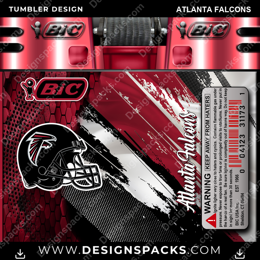 Football BIC Lighter Atlanta Falcons NFL Football Tumbler Digital Wrap Design Download