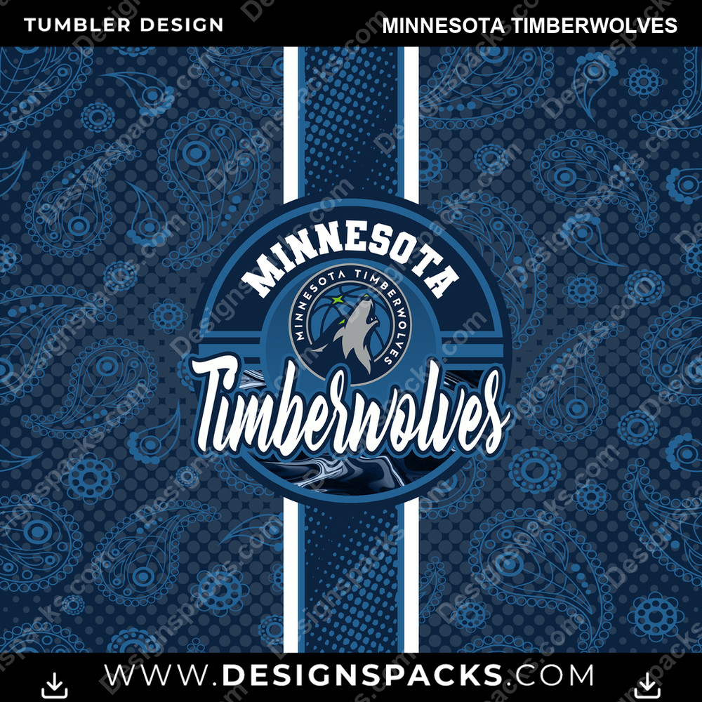 Basketball Handkerchief Minnesota Timberwolves Tumbler Digital Wrap Design