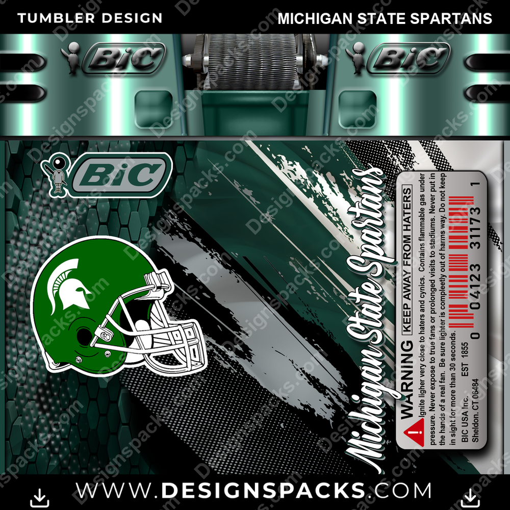 College Sport BIC Lighter Michigan State Spartans NCAA College Sport Tumbler Digital Wrap Design Download