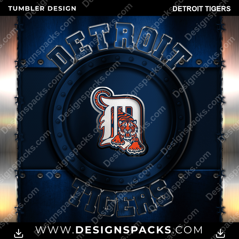 Baseball Metal Detroit Tigers Tumbler Digital Wrap Design