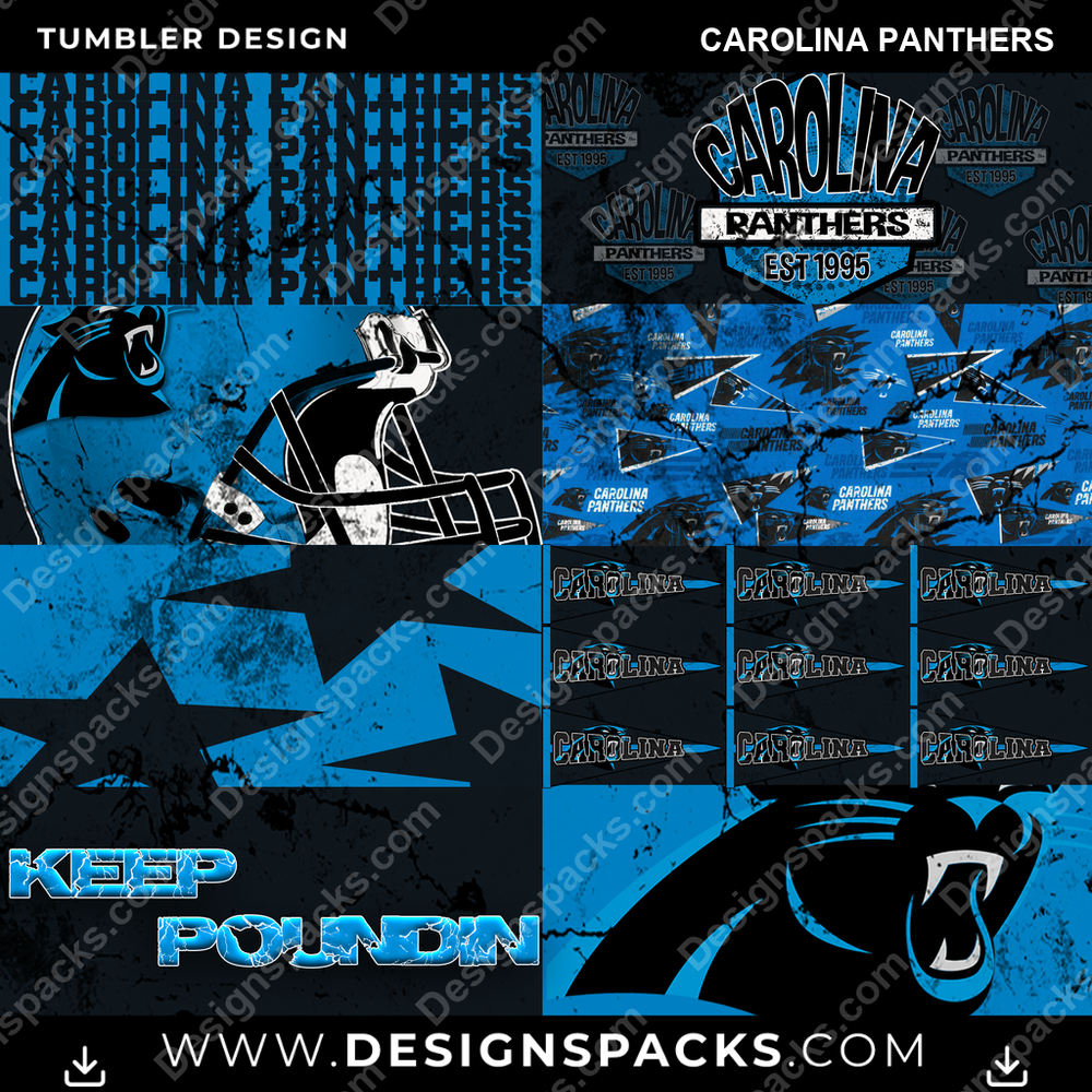 Football Distressed BG Carolina Panthers NFL Football Tumbler Digital Wrap Design Download