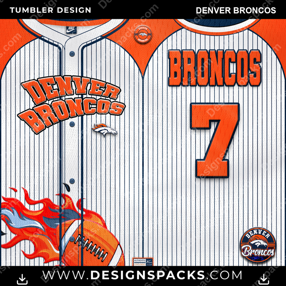 Football Team Button-Up Jersey Denver Broncos NFL Football Tumbler Digital Wrap Design Download