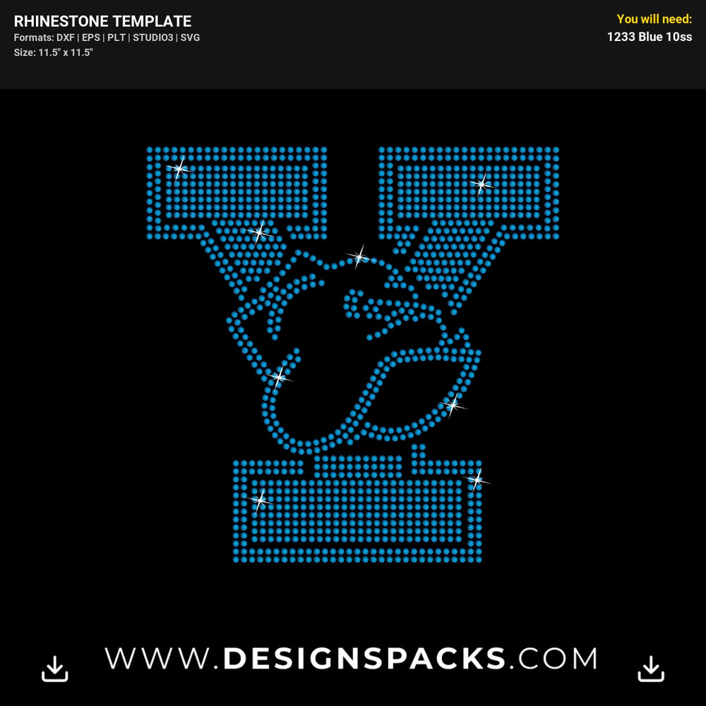 Yale Bulldogs Logo Big Rhinestone Digital Template