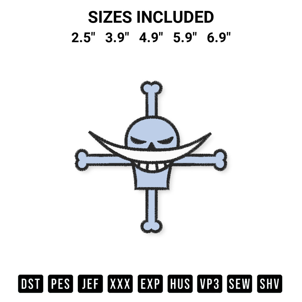 Discover the perfect addition to your crafting collection: Edward Newgate Jolly Roger Embroidery Design embroidery file. Instantly available at Designspacks.com. Available sizes: 2.5", 3.9", 4.9", 5.9", 6.9".