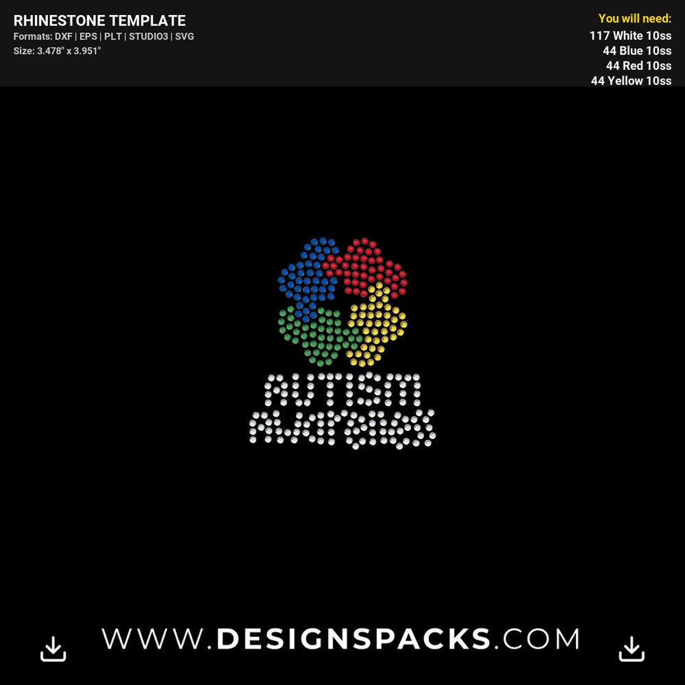 Autism Awareness Pocket Logo Rhinestone Digital Template