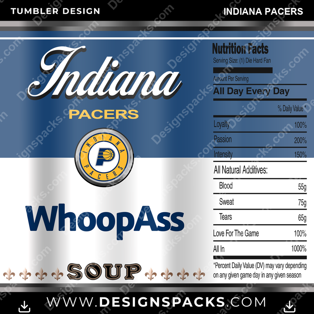 Basketball Soup Can Indiana Pacers Tumbler Digital Wrap Design