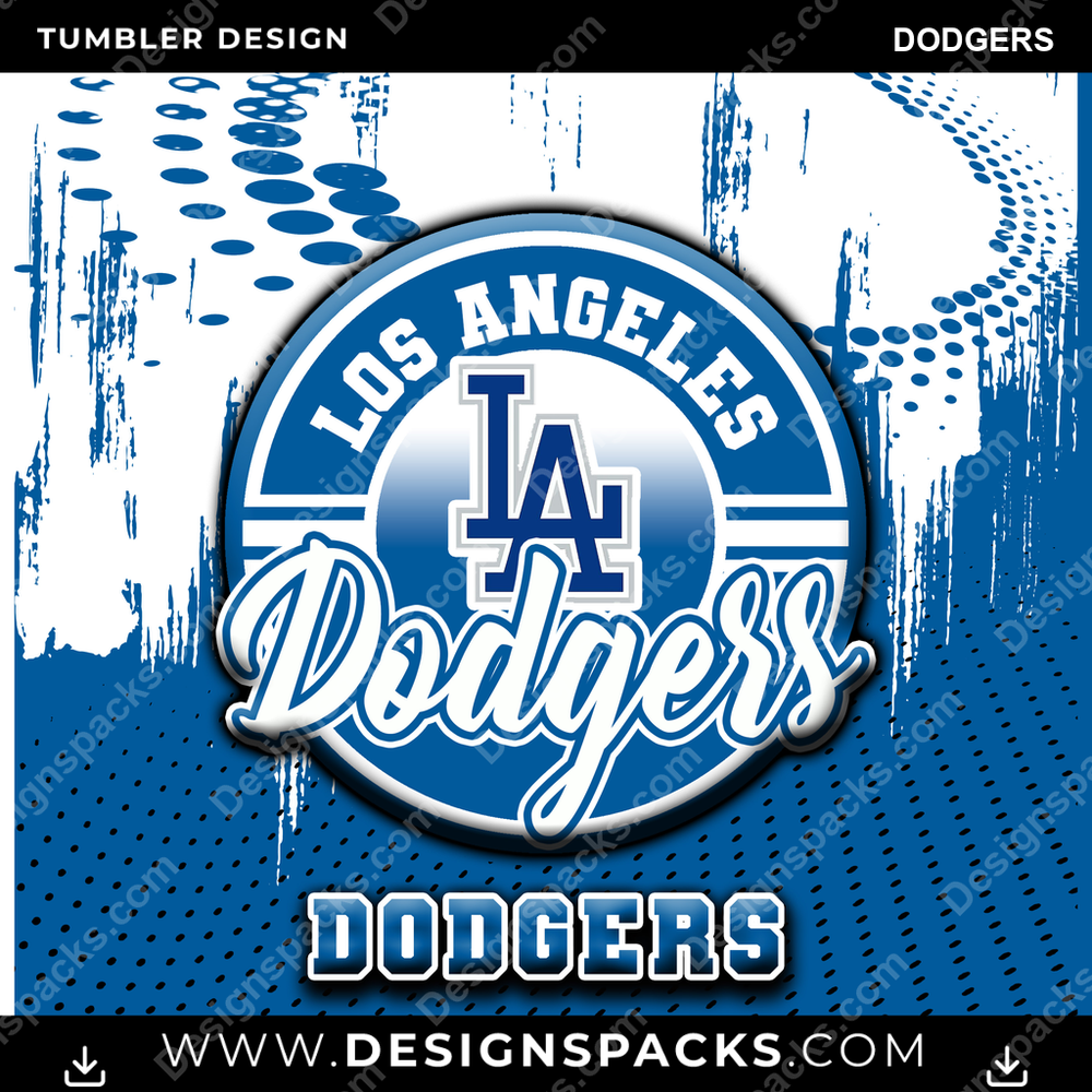 Diseño de envoltorio digital para vaso de los Dodgers con logo de punto de béisbol