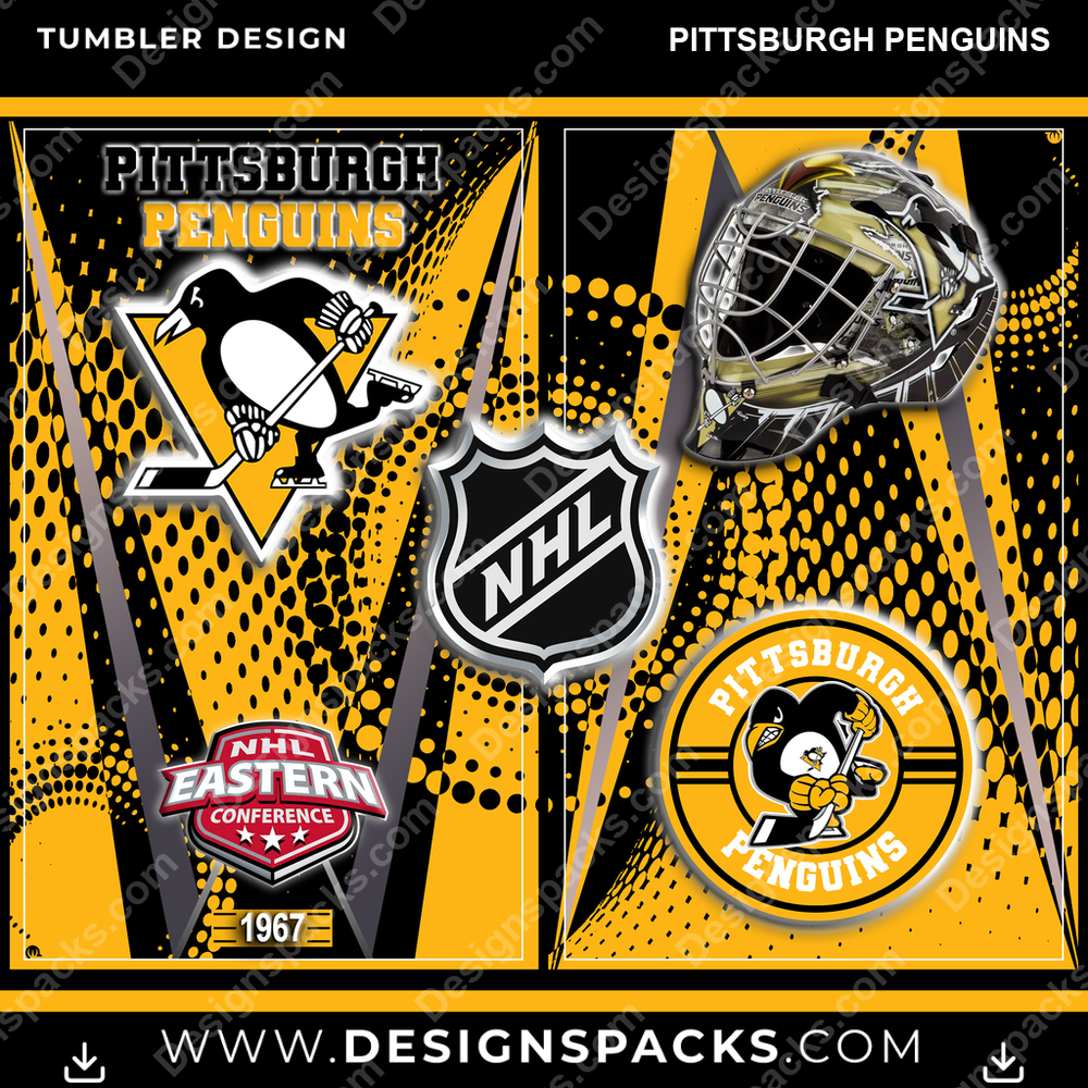 Ice Hockey Team Logo Pittsburgh Penguins NHL Hockey Tumbler Digital Wrap Design Download