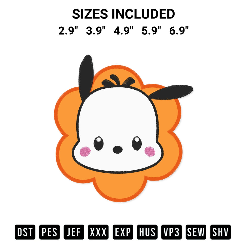 Shop the Flower Pochacco Face Embroidery Design machine embroidery pattern at Designspacks.com. Beautifully digitized for flawless stitching on any fabric. Available sizes: 2.9", 3.9", 4.9", 5.9", 6.9".