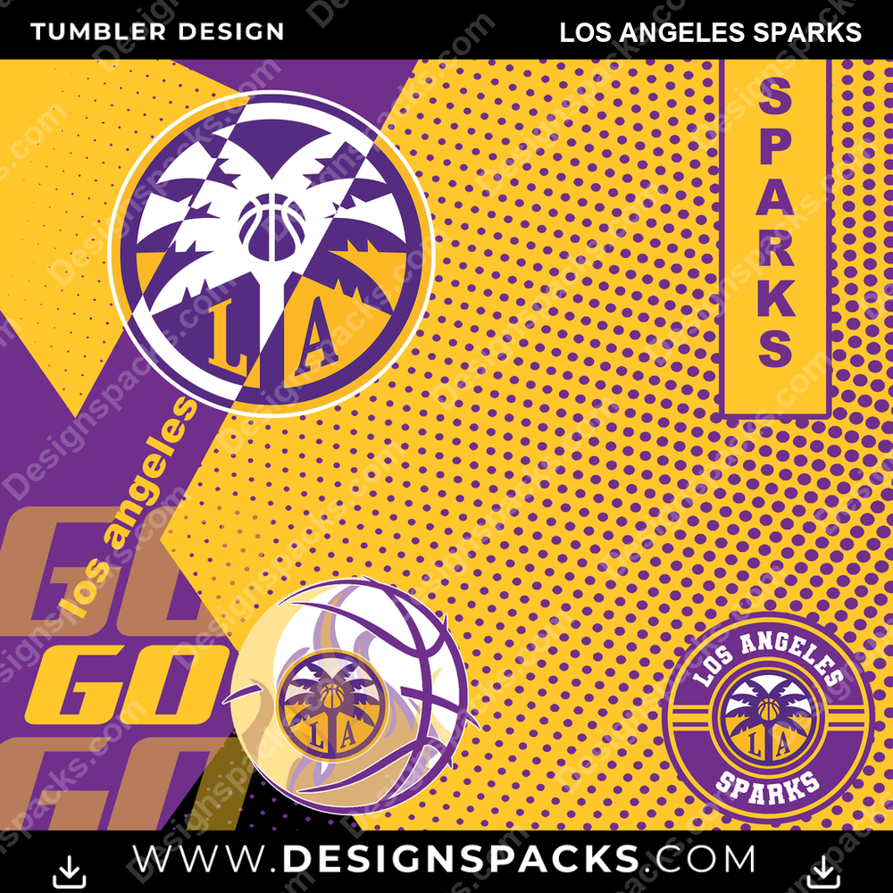 Basketball GO Los Angeles Sparks NBA Basketball Tumbler Digital Wrap Design Download