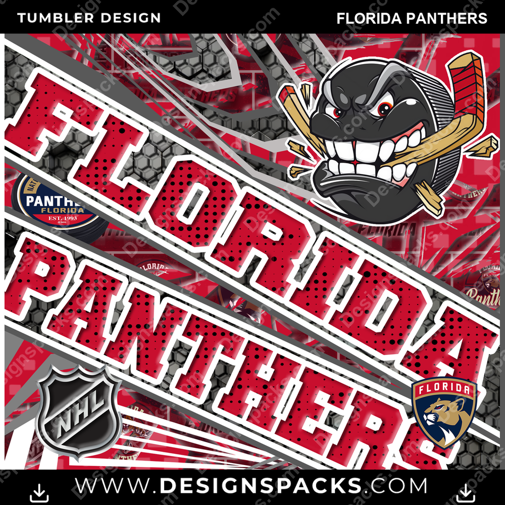 Hockey Angry Sports Florida Panthers NHL Hockey Tumbler Digital Wrap Design Download