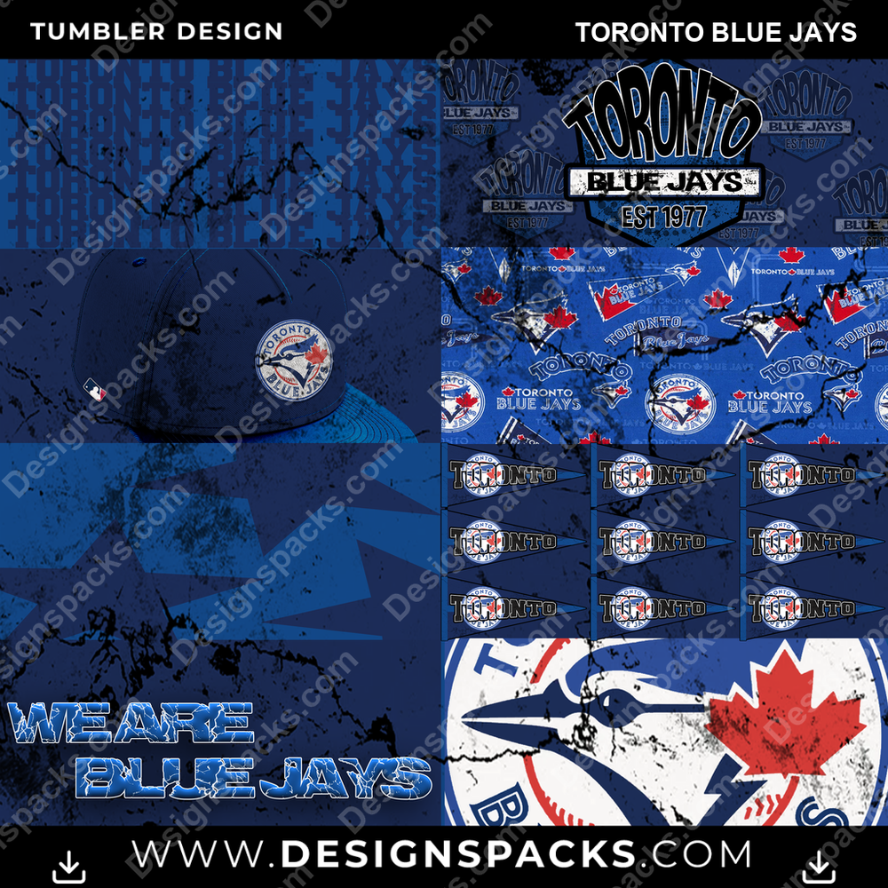 Baseball Distressed BG Toronto Blue Jays Tumbler Digital Wrap Design