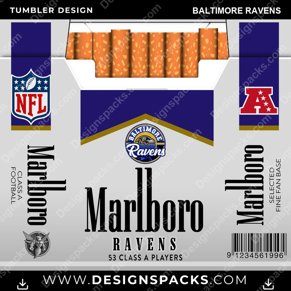 Football Marlboro Baltimore Ravens Tumbler Digital Wrap Design