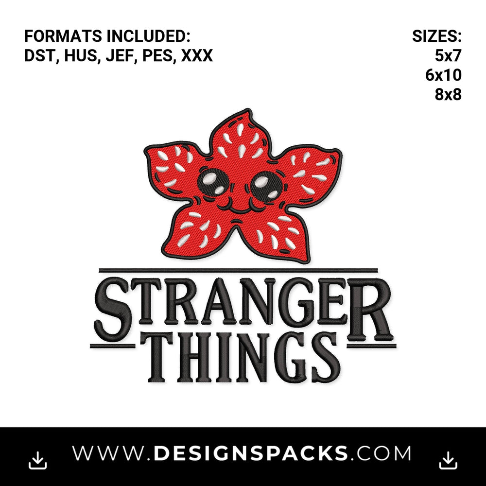 Cute Stranger Things Demogorgon Embroidery Design - Instant digital download pattern at Designspacks.com