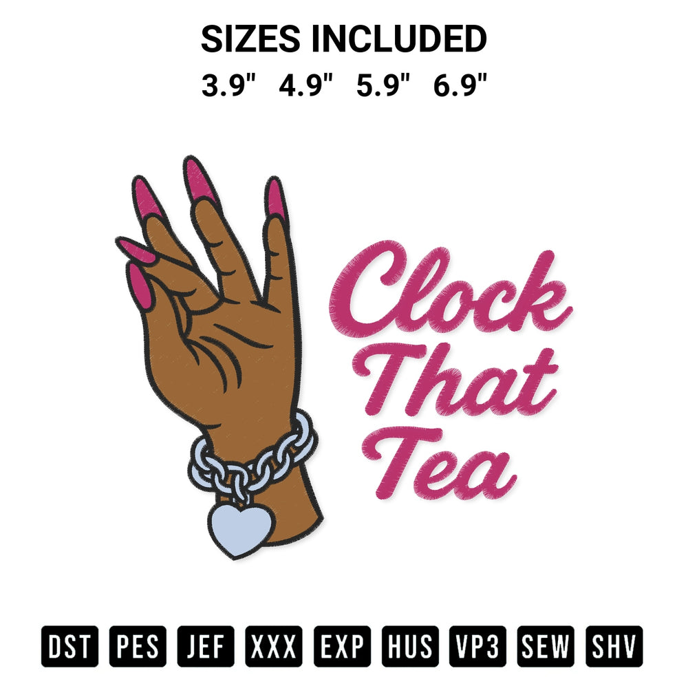 Elevate your next project with our Clock That Tea Hand Gesture Embroidery Design embroidery file. Shop high-quality digital patterns instantly at Designspacks.com. Available sizes: 3.9", 4.9", 5.9", 6.9".