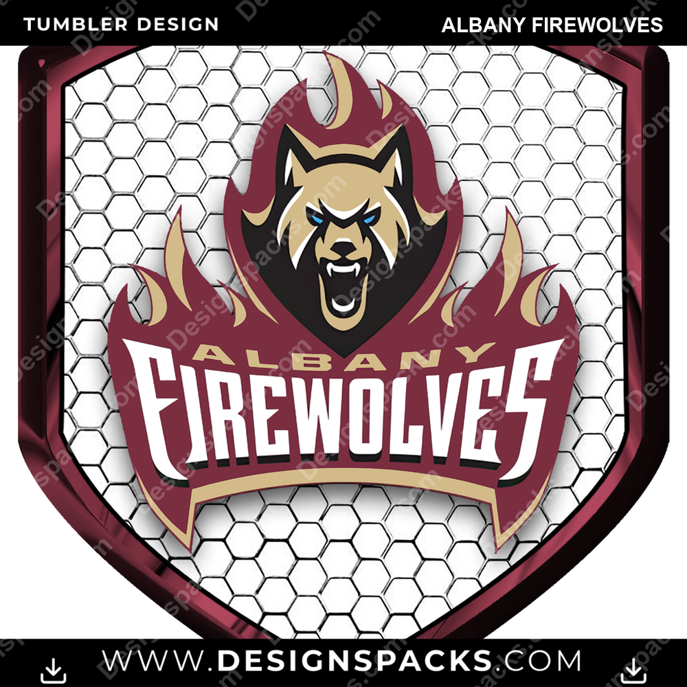 Lacrosse Shield Albany FireWolves Tumbler Digital Wrap Design