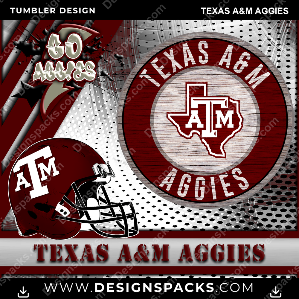 College Sport Go Team 2 Texas A&M Aggies NCAA College Sport Tumbler Digital Wrap Design Download