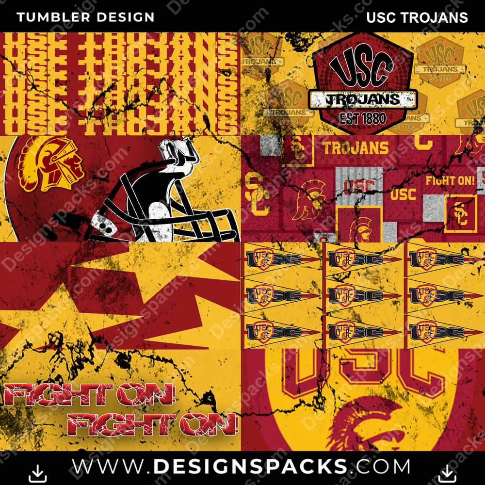 College Sport Distressed BG USC Trojans NCAA College Sport Tumbler Digital Wrap Design Download