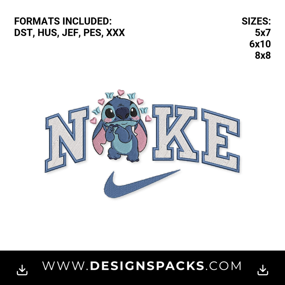 Cute Stitch Nike Varsity Swoosh Logo Embroidery Design - Instant digital download pattern at Designspacks.com