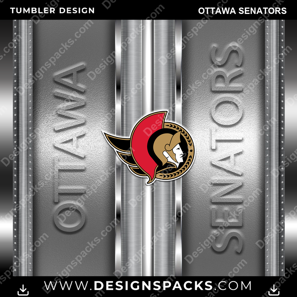Ice Hockey Metallic Ottawa Senators Tumbler Digital Wrap Design
