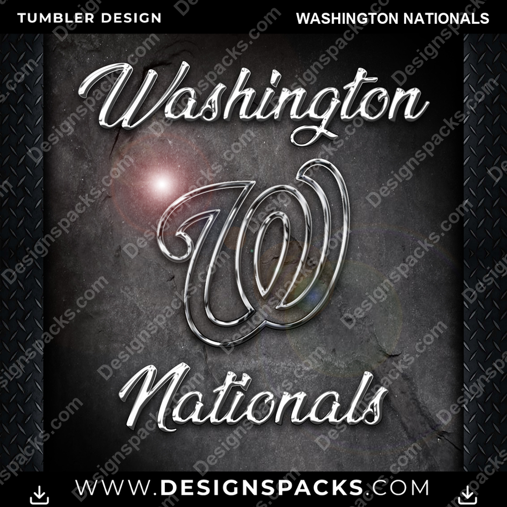 Baseball Chrome Washington Nationals Tumbler Digital Wrap Design